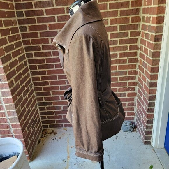 Robert Louis 90's Y2K Brown Belted Jacket - Cotton Stretch - Size S - Picture 6 of 8